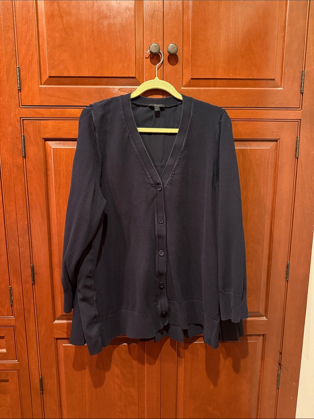 Cos Black Pleated Back Cardigan